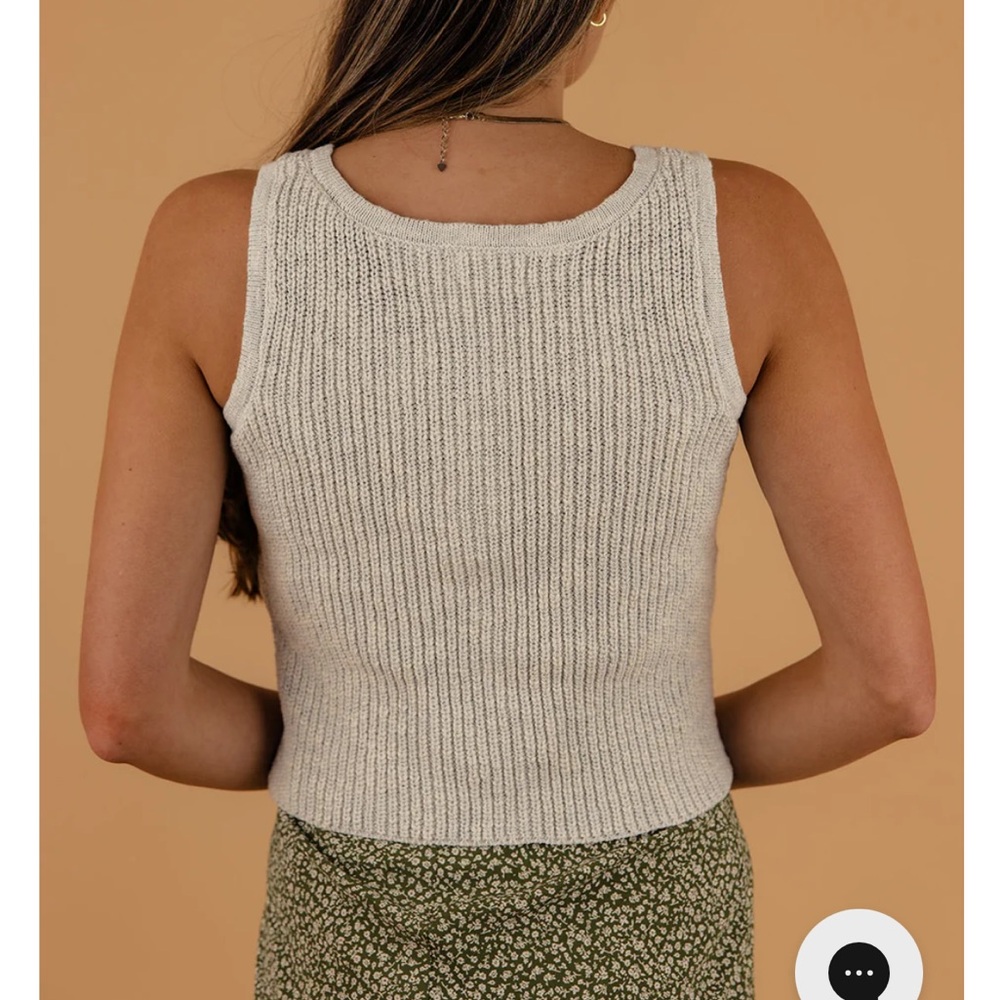 NWT Roolee Button Down Sweater Ribbed Knit Vest Light Gray & Beige XL - Picture 3 of 7